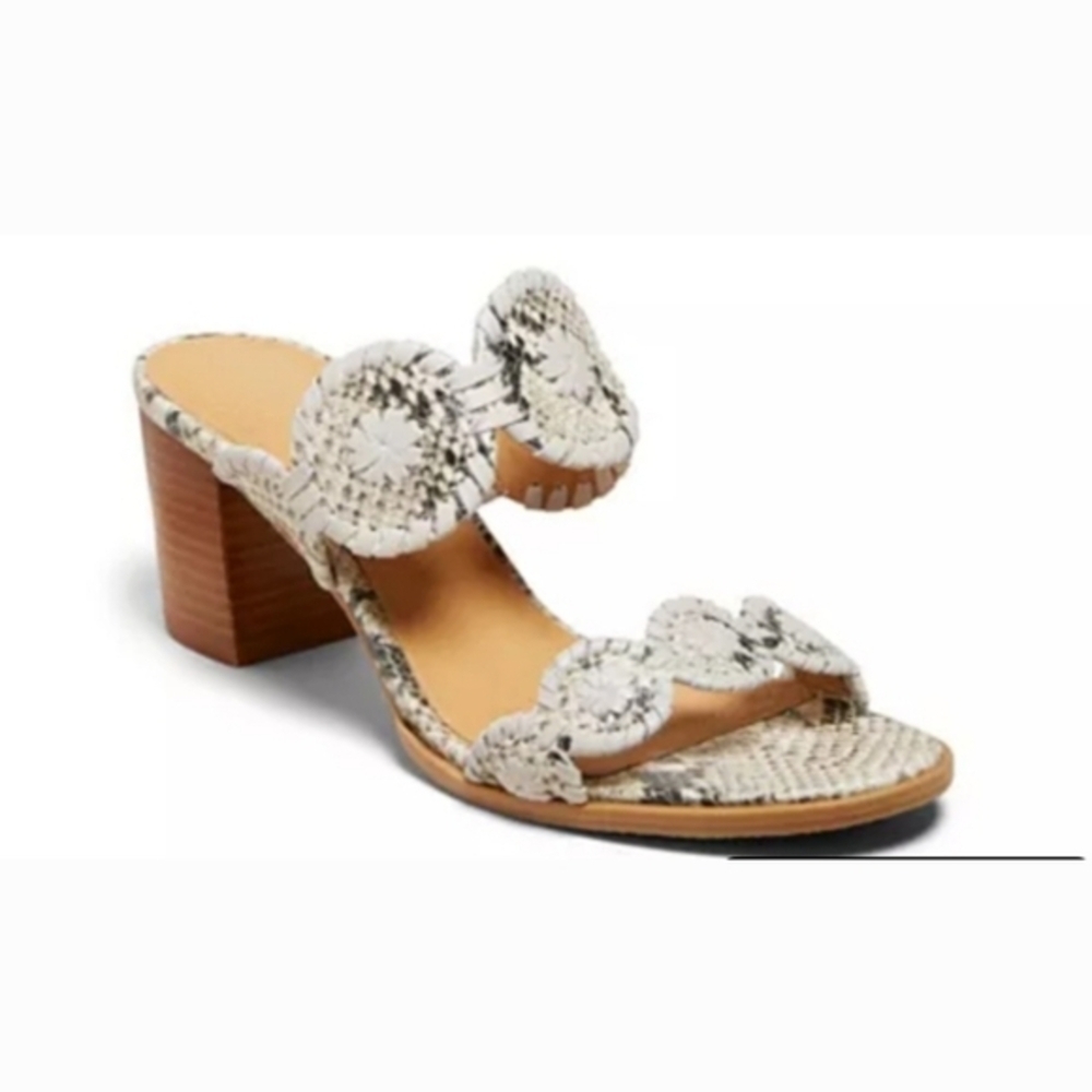 Jack Rogers Leather Lauren Snake Mid Heels . Ladies Size 8
